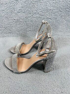 Steve Madden Carrson Rhinestone Ankle Strap Block Heel Dress Crystal Sandal